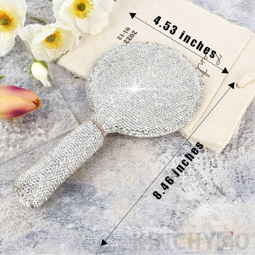 NWT Sparkling Swarovski Bling Crystal Rhinestone Hand Mirror